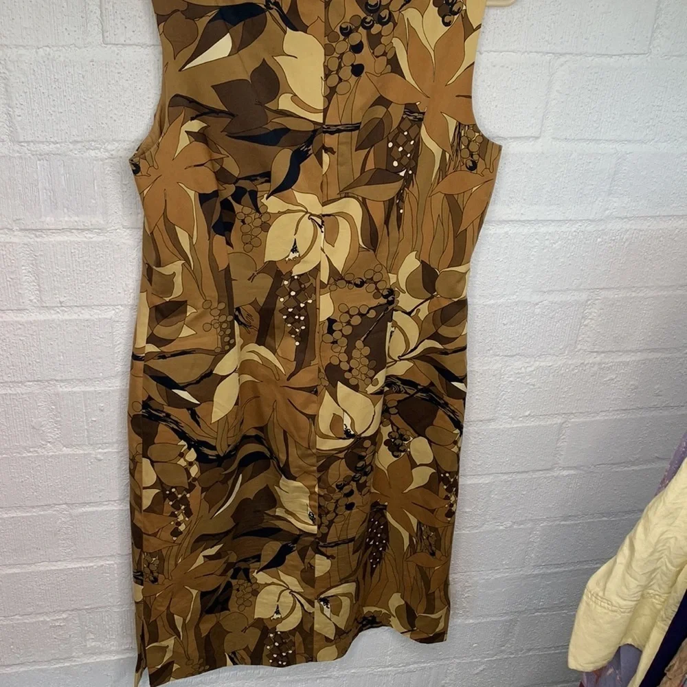 Talbots Giraffe Brown Sheath Knee Length Vintage Dress size 10